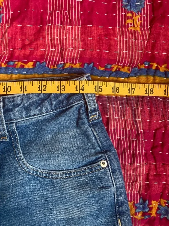 Pilcro Distressed Blue Denim Cutoff Shorts - Picture 3 of 7